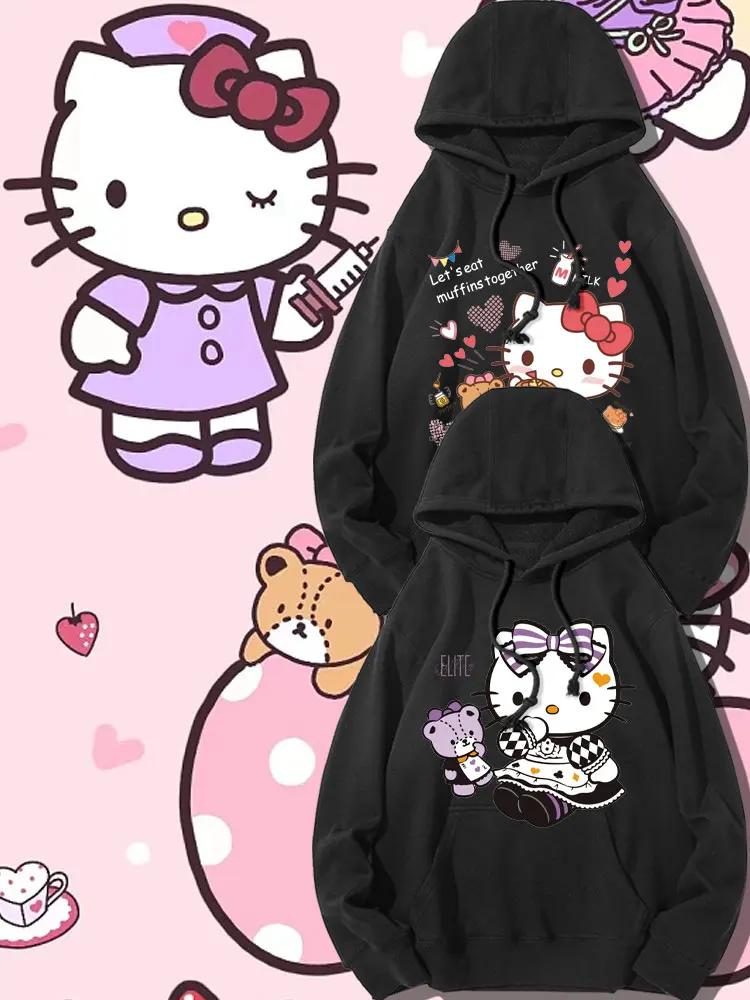 

Sanrio Hoodie Cartoon Cute HelloKitty Sweater Women's Autumn and Winter Coat Winter Clothes Women