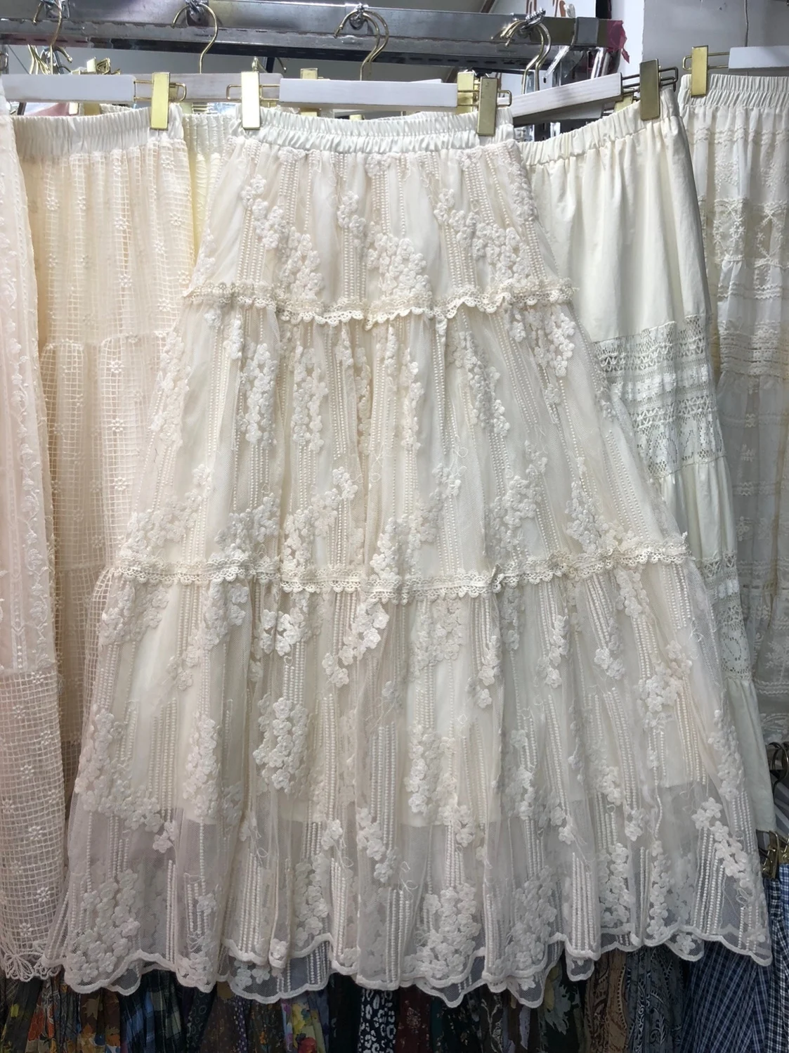 

Ele Heavy Embroidery Lace Floral f Skirt High Waist A-Line Long Skirt Spring 2026 New Sle Women's Cake Skirt