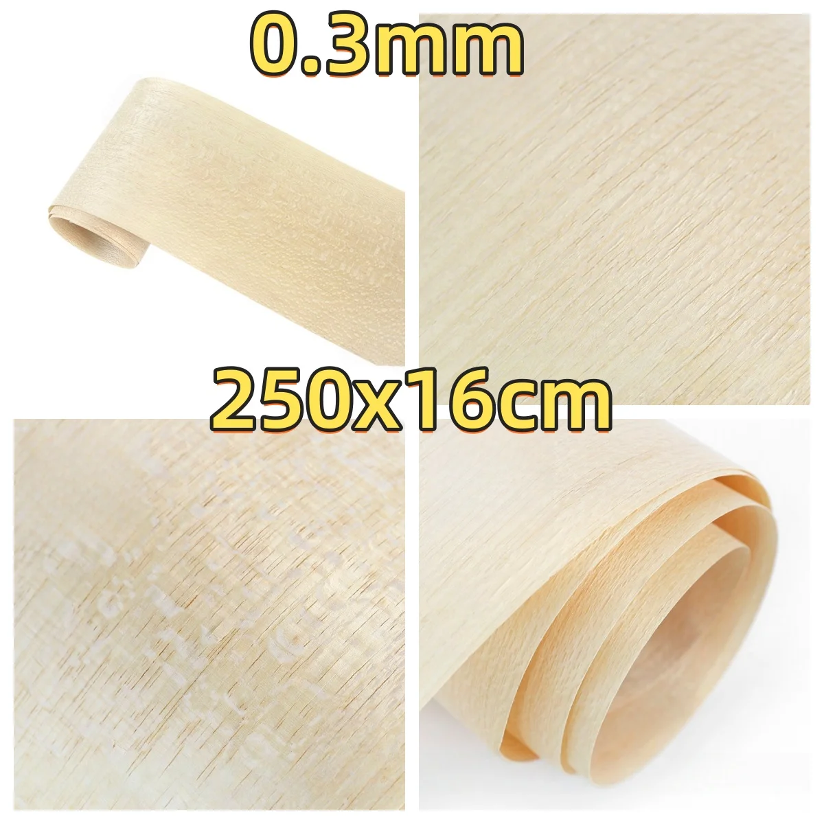 

Natural Yellow Pearlwood Veneer, 0.3mm Thick, Size 250x16cm, Suitable For Gift Box And Hotel Furniture.