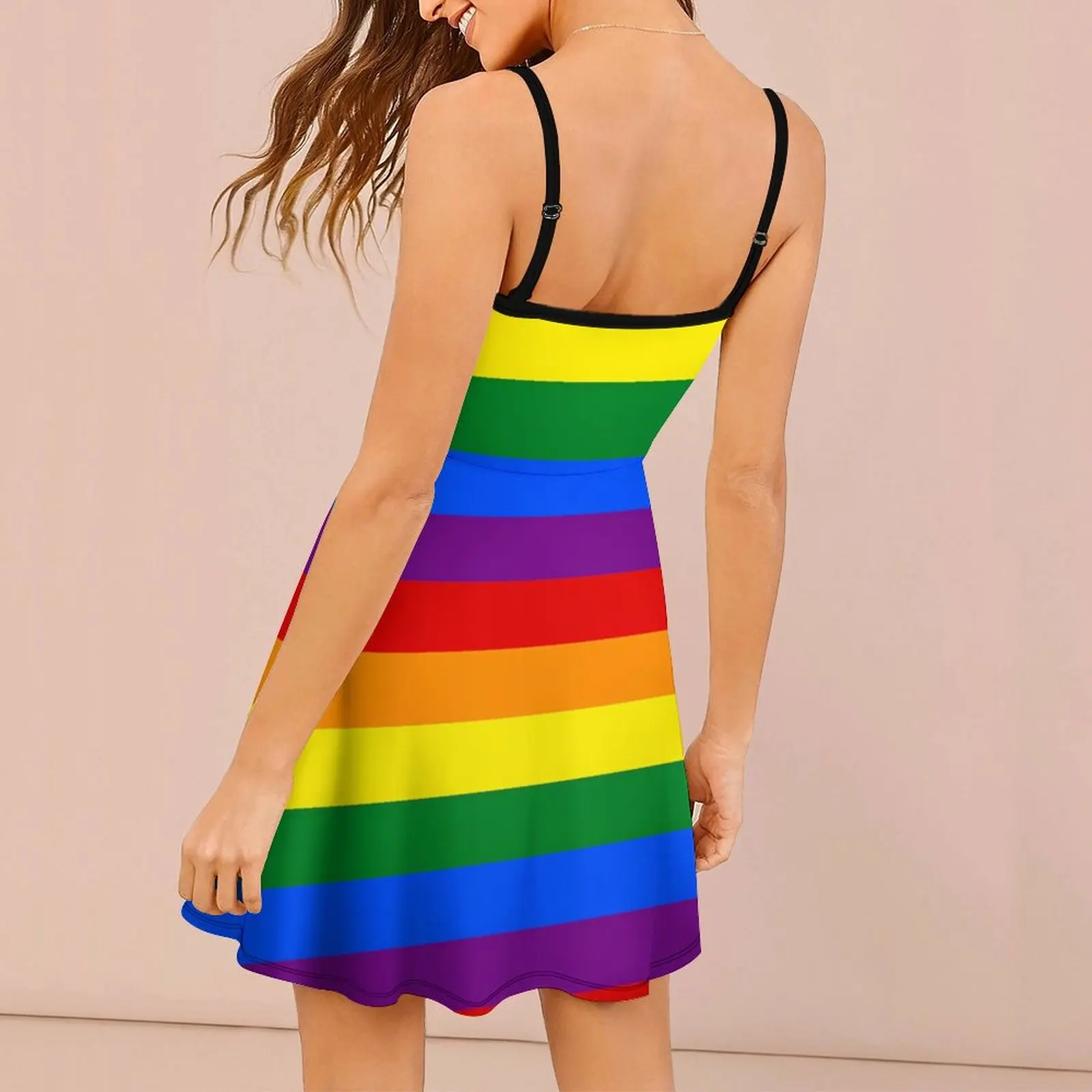 Sexy Gay Pride Rainbow Flag Women's Sling Dress Humor Graphic  Vacations Woman's Clothing Suspender Dress Graphic Cool