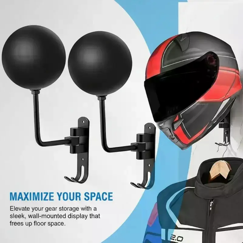 

180 ° Вращающийся настенный держатель для мотоциклетного шлема, многофункциональный крючок-захват для шлема, шляпы, куртки, пальто
