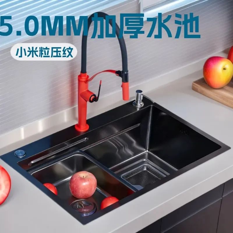 Customized 304 Stainless Steel Kitchen Sink Thickened 5.0 Large Single Bowl Undermount Vegetable Wash Basin for Home Use