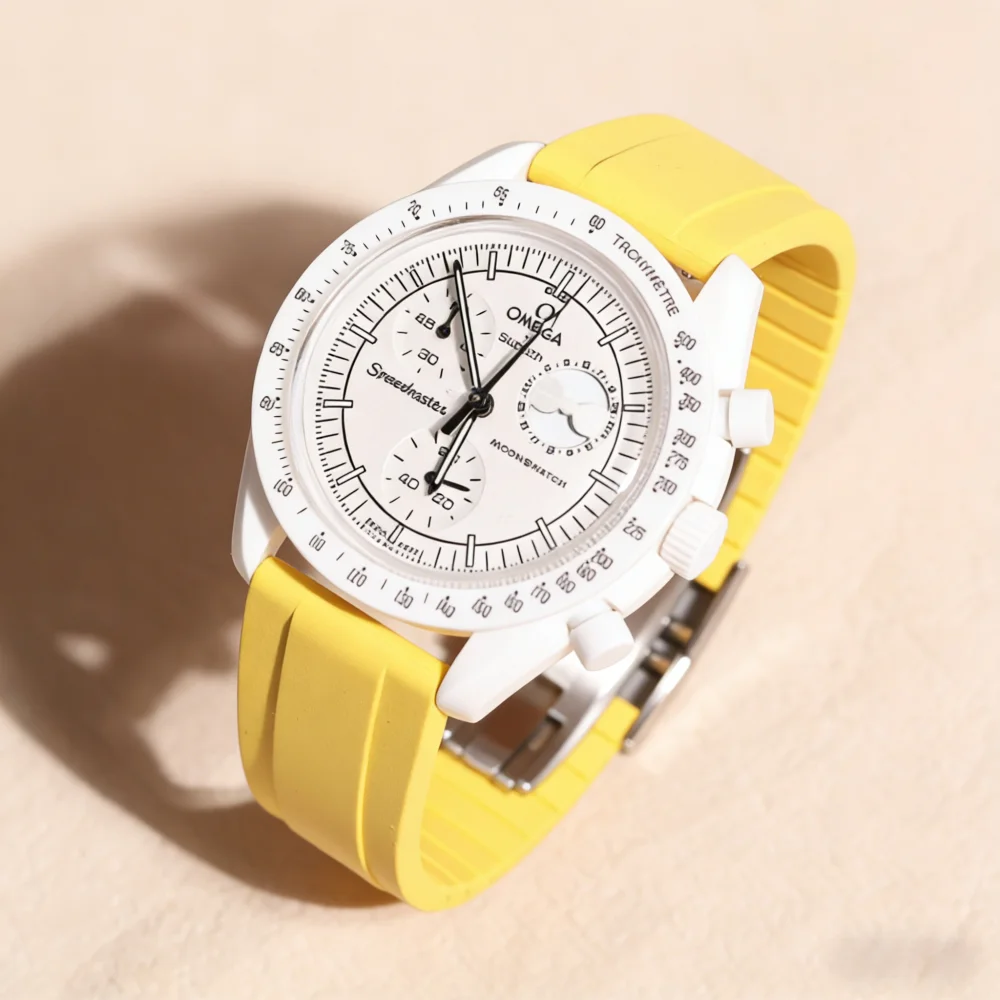 New Daytona Design CTS Fluororubber Watch Strap  20mm Quick Release Butterfly Buckle Watch Bands FKM Strap For Cut To Size
