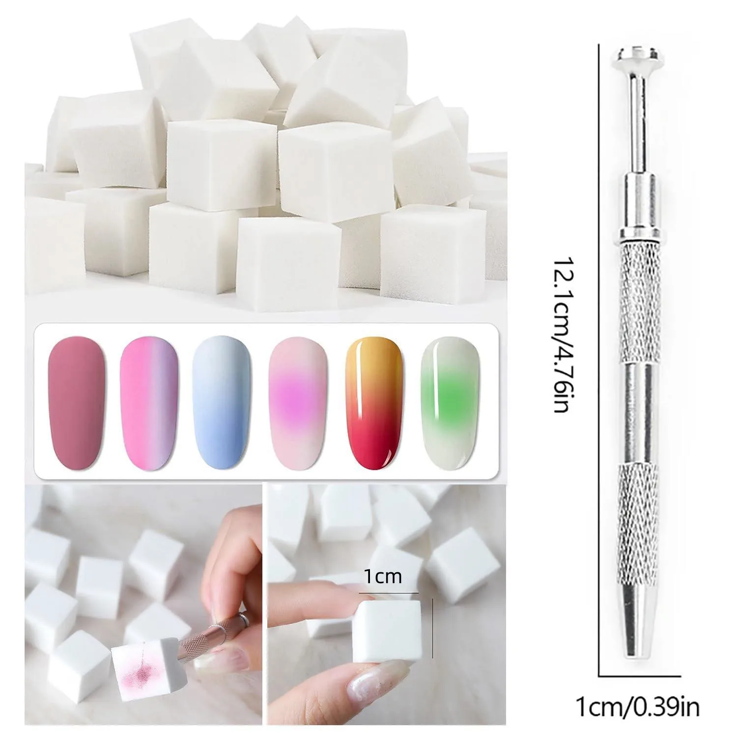 50pcs Ombre Sponge for Nails, Soft Gradient Nail Sponge with Grabbing Pen Ombre Nail Brush French Tip Tool Manicure Design Acces image 2
