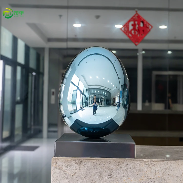 Factory Wholesale Custom Metal Crafts Polishing Stainless Steel Silver Home Decoration Art Sculpture Egg Ball