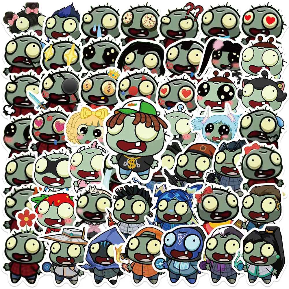 50pcs Funny Cute Cartoon Zombie Stickers Water Bottle Stickers For Kids Adults Laptop Luggage Skateboard Waterproof Vinyl Decals