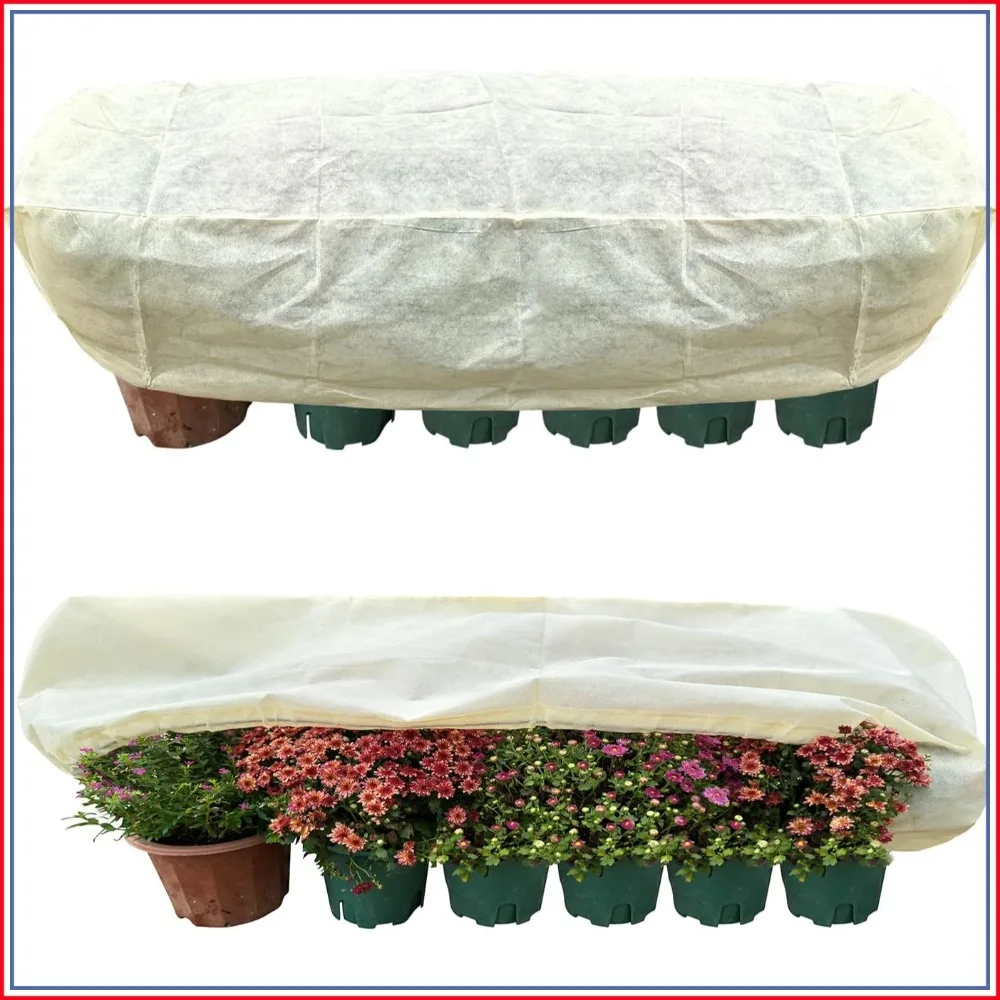 

Winter Plant Cover 2-Pack, Frost Protection with Zip & Drawstring, 59x17.7x15.7in