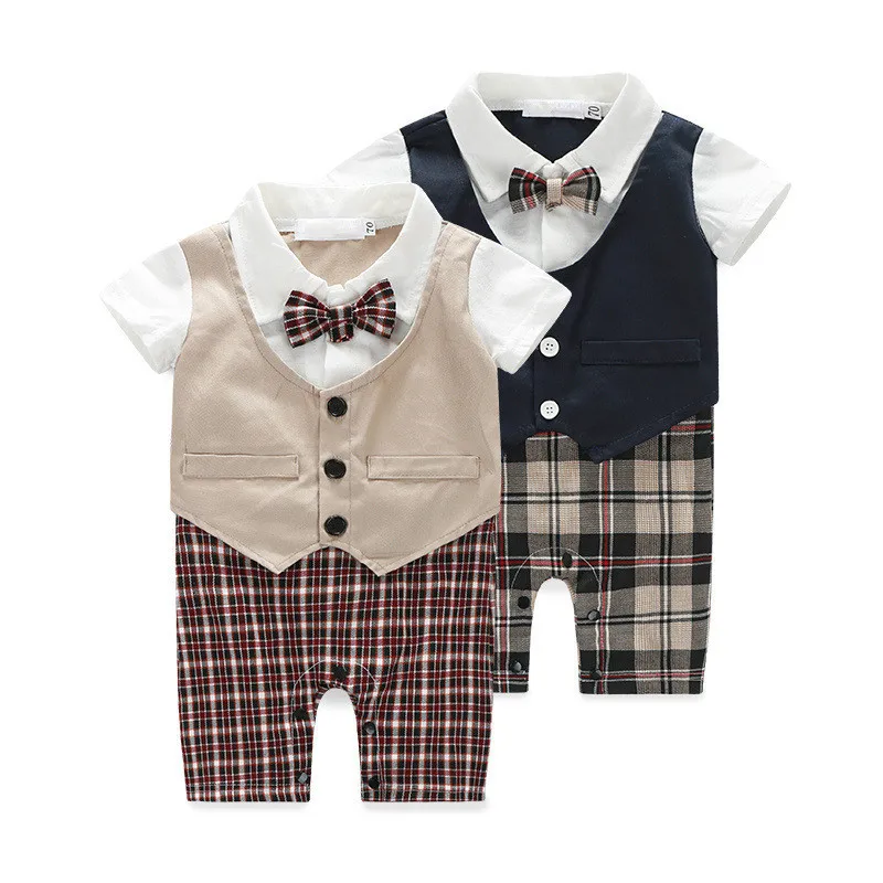 

Summer Newborn Baby Romper Infant Boy Gentleman Suit Formal Bow Tie Romper Jumpsuit Baby Boy Clothes Outfits Baby Clothes 0-3T