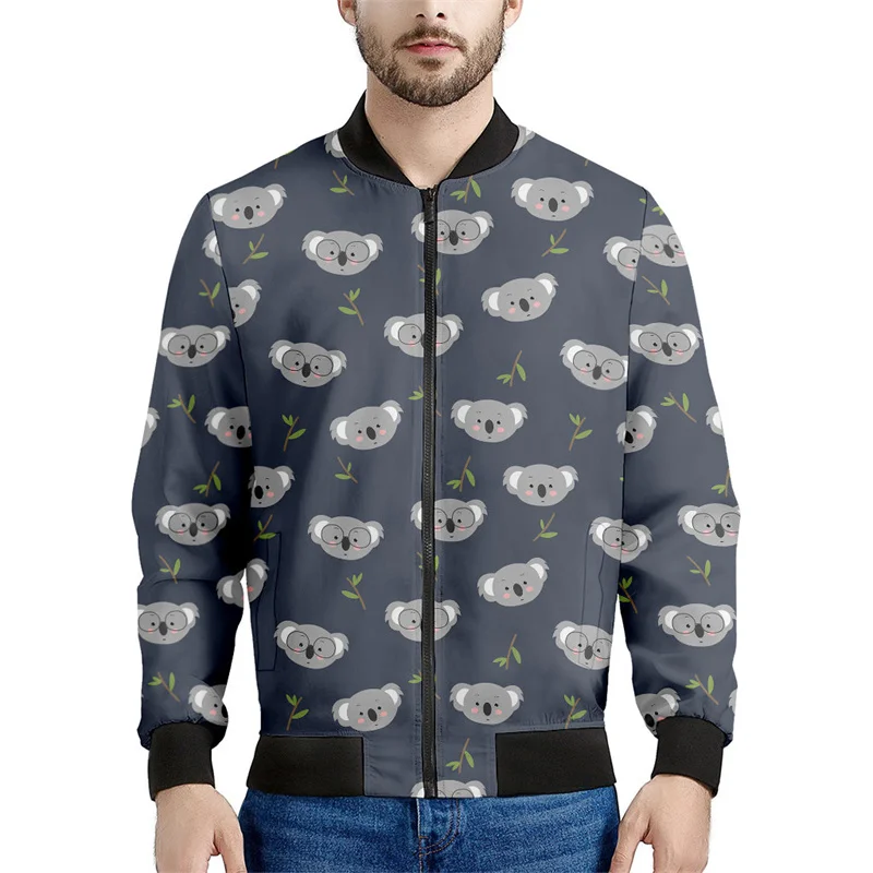 

Cartoon Animal Koala Zipper Jacket For Men 3d Printed Coat Casual Street Zip Up Jackets Tops Spring Autumn Bomber Sweatshirt