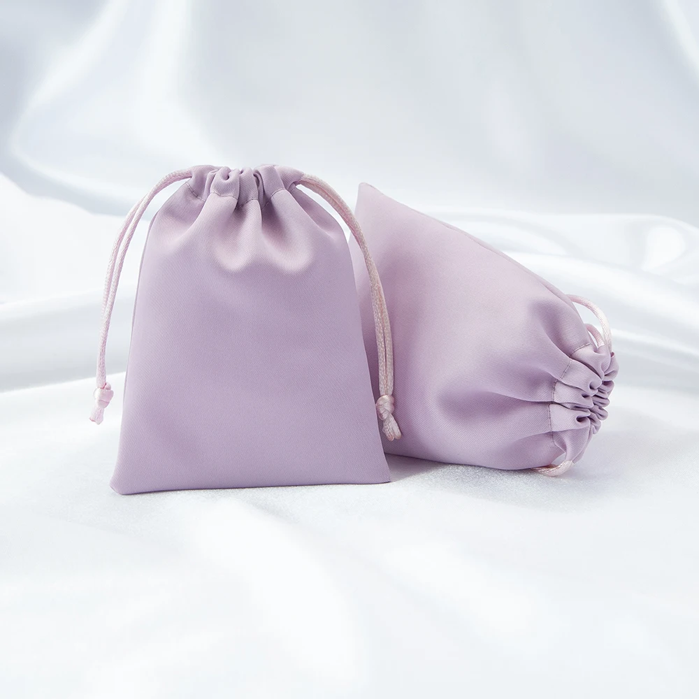 5Pcs/Lot New Purple Silk Satin Drawstring Candy Jewelry Bags DIY Ring Earrings Organizer Packaging Gift Dust Pouch For Wedding