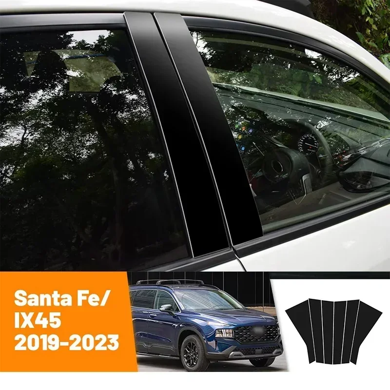 

Автомобильные черные наклейки из углеродного волокна для дверей и окон B C, аксессуары для Hyundai Santa Fe IX45 2019-2023 2020 2021 2022