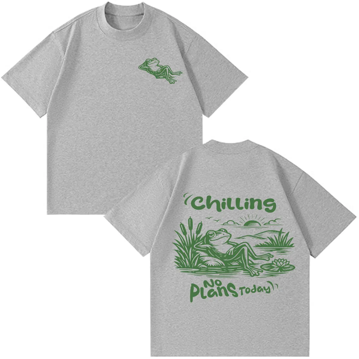 Funny Frog Meme T-Shirt No Plans Today Chill Frog Print T Shirt Men Women Cotton Hip-hop T Shirt Short-sleeved Fashion T-shirts