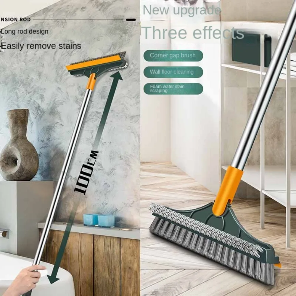 Household Cleaning Brush Floor Scrub Bathroom Cleaning Tools Silicone Scraper Toilet Brush Rotary Brush for Cleaning Tile Tools