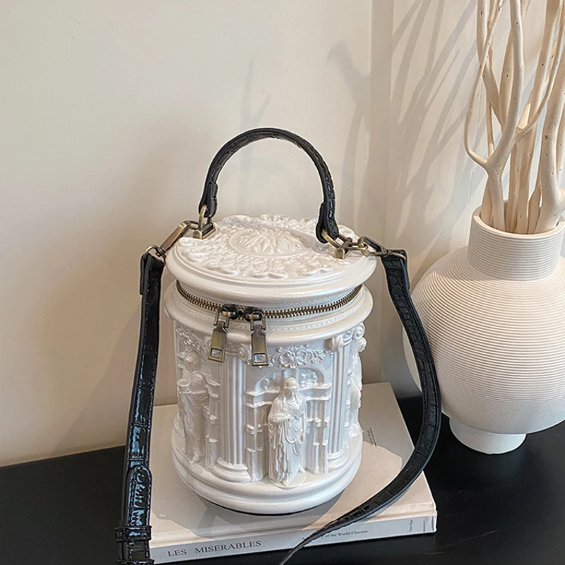 

Niche Design Bucket Bag 3d Embossed Baroque Style Crossbody Bag Personalized Creative Handbag Retro Trendy Women Shoulder Bags