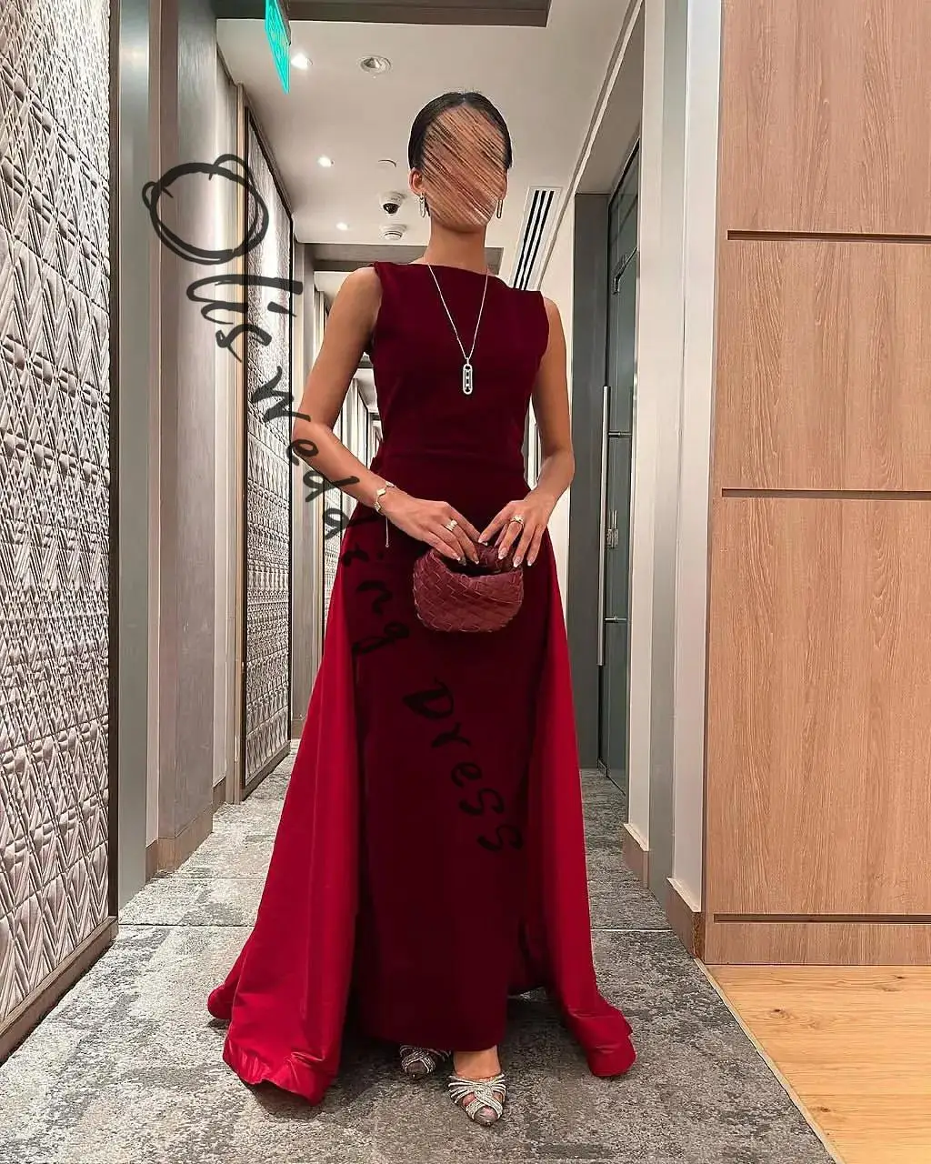 

customized Mermaid Sleeveless Prom Dresses O-Neck Ankle Length Flowers Party Dresses Evening Dresses