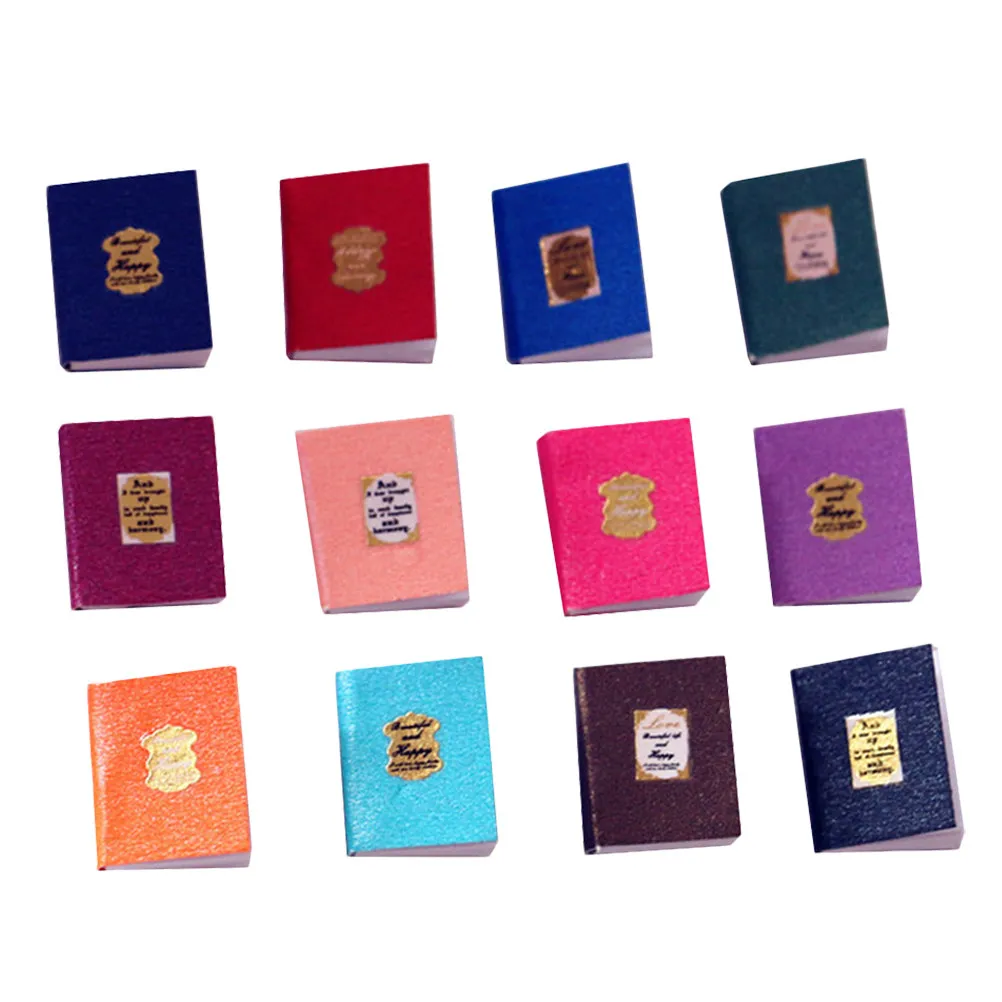 

12Pcs Mini Book Models Paper Miniature Books Ornament for Dollhouse Decor Mini House Accessory Small House Decoration Photo Prop