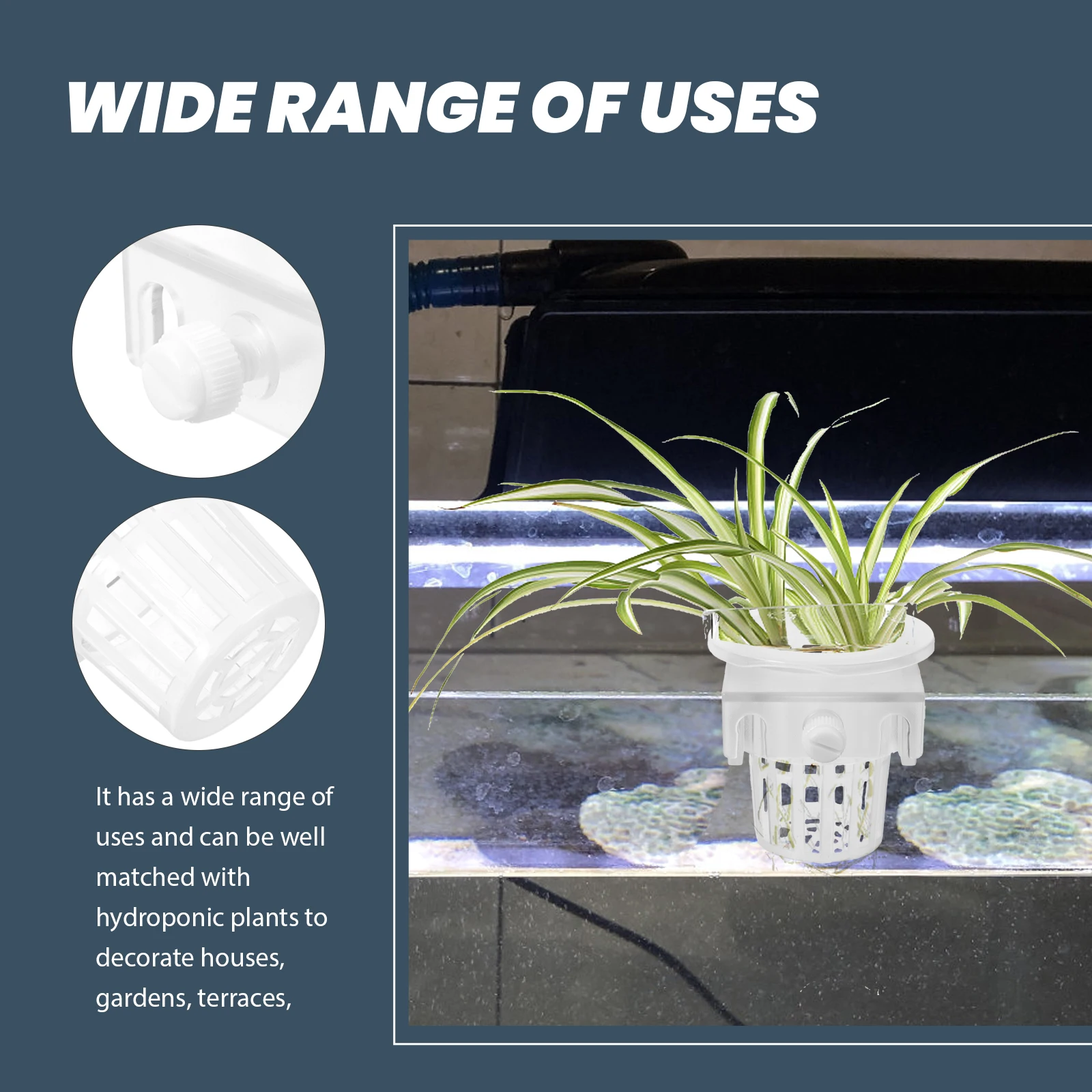 

2 Pcs Aquatic Plant Hanging Cups Hydroponic Growing Baskets Water Grass Wall Mount Fish Tank Decor Plastic Planters Garden