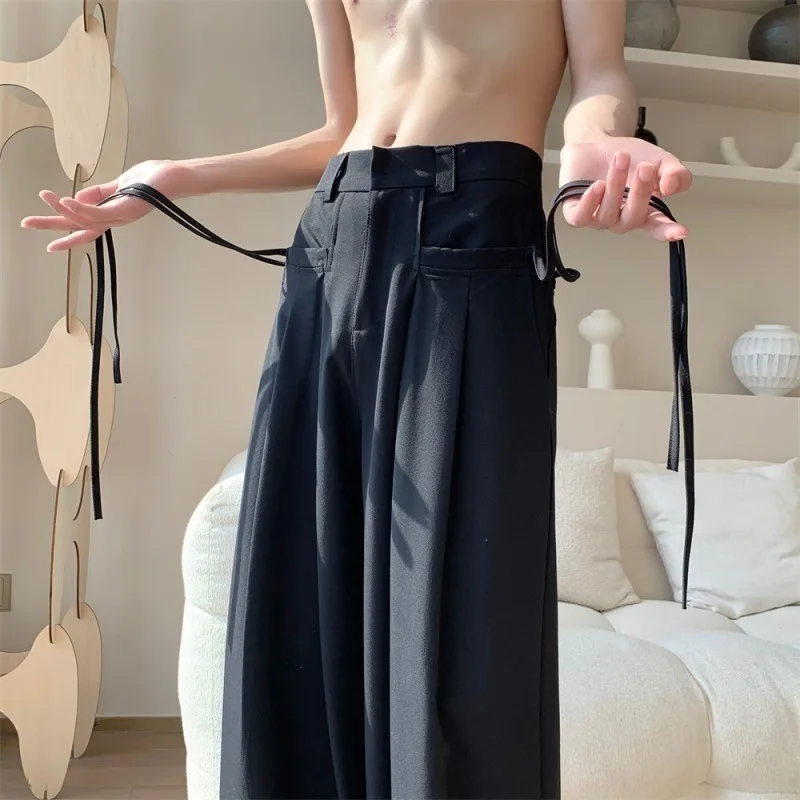 

Casual And Stylish Trousers, Minimalist Men's Wear, Italian Naples-Style Straight-Leg Drapey Loose Wide-Leg Pants