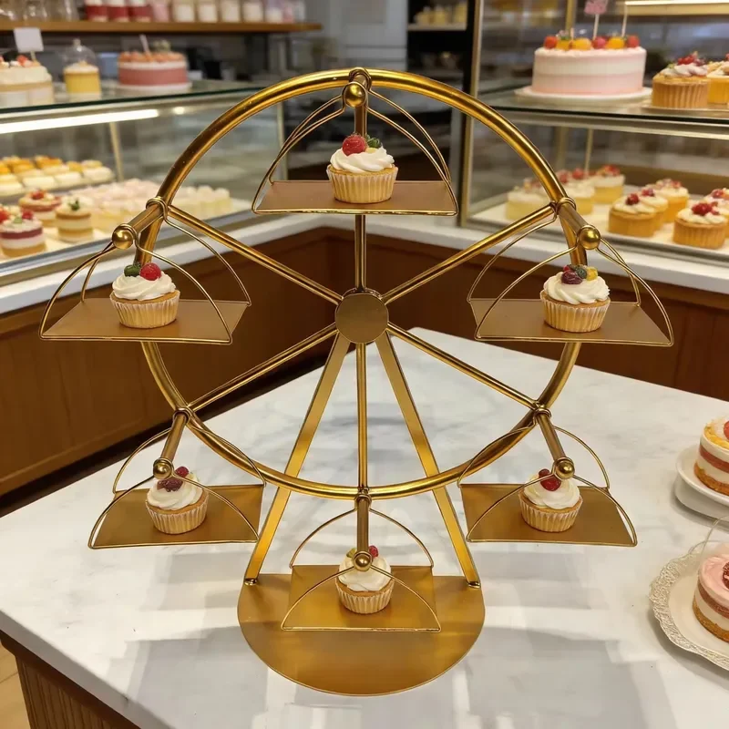 Rotating Cake Stand Multi Layer Display Rack for Hot Pot Restaurant BBQ Grill Hotel Tableware Ferris Wheel Design Plate Multi