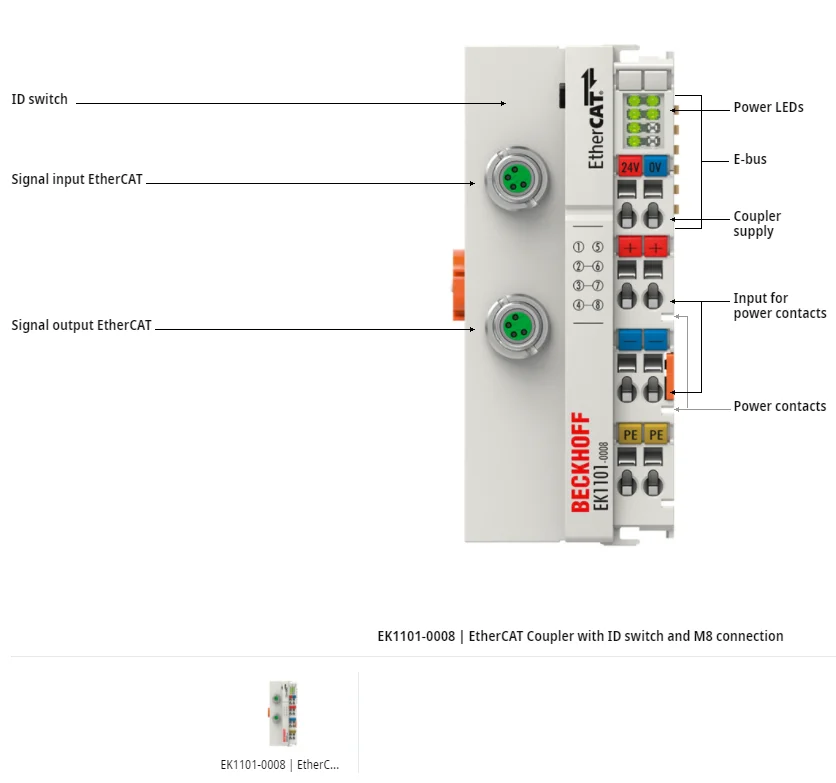 EK1101-0008 | EtherCAT Coupler with ID Switch and M8 Connection