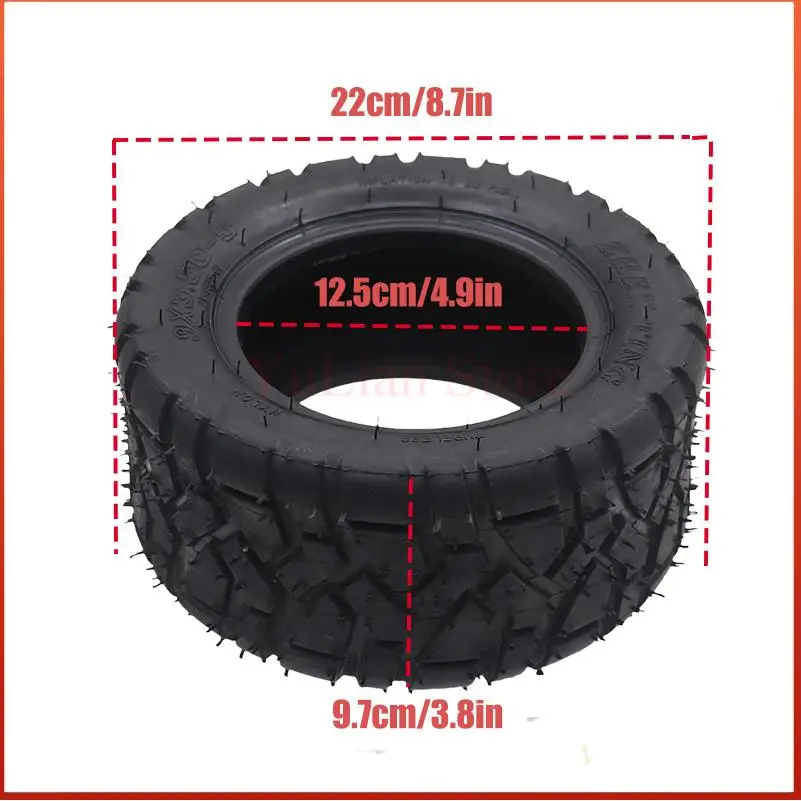 9x3.50-5 فراغ الإطارات لايحتاج الإطارات نوعية جيدة 9 بوصة مقاومة للاهتراء ل سكوتر لوح التزلج الكهربائية ، أجزاء كنس الثلج #3