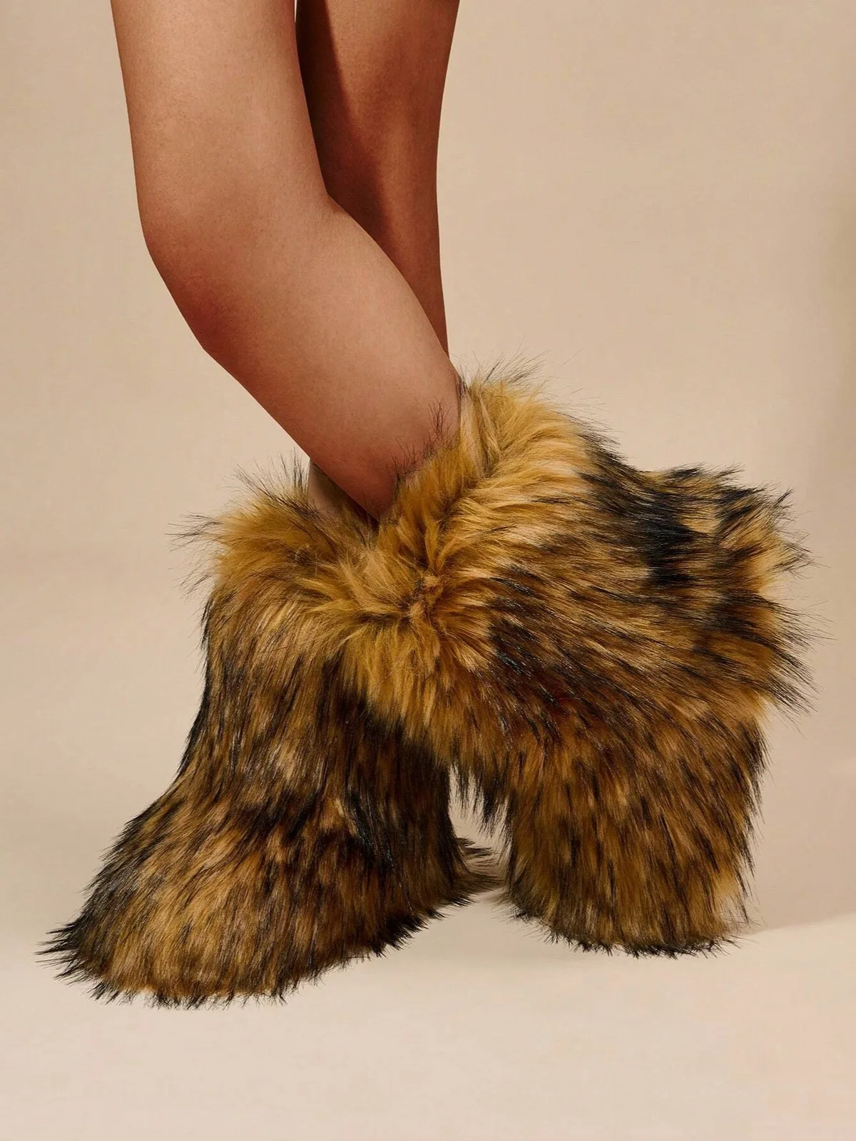 New Winter Faux Fur Lining Warm Casual Snow Boots, Fashion Mid-Calf Boots For Women, Christmas Vibe