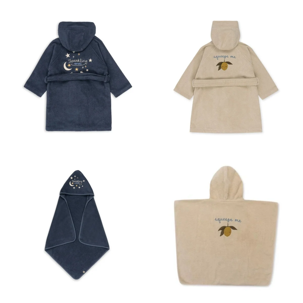 

2025 Baby Girls Cartoon Flannel Bathrobe Towel Kids Cherry Lemon Embroidery Bathrobes Boys Cotton Hooded Bath Towel Pyjamas