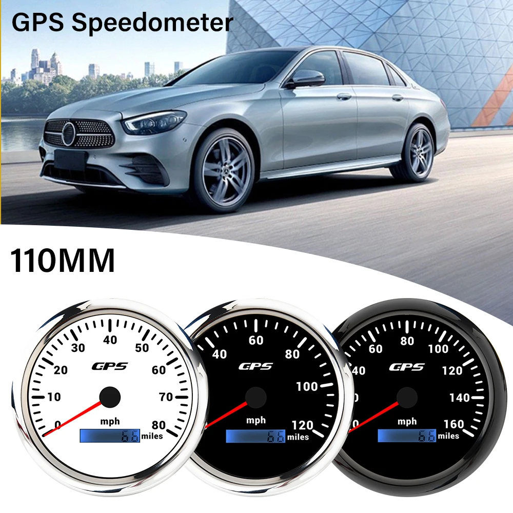ELING Car Universal 110MM GPS Speedometer Odometer 0-80MPH 0-120MPH 0-160mph with 7 Color Backlights for Truck Boat 12V 24V