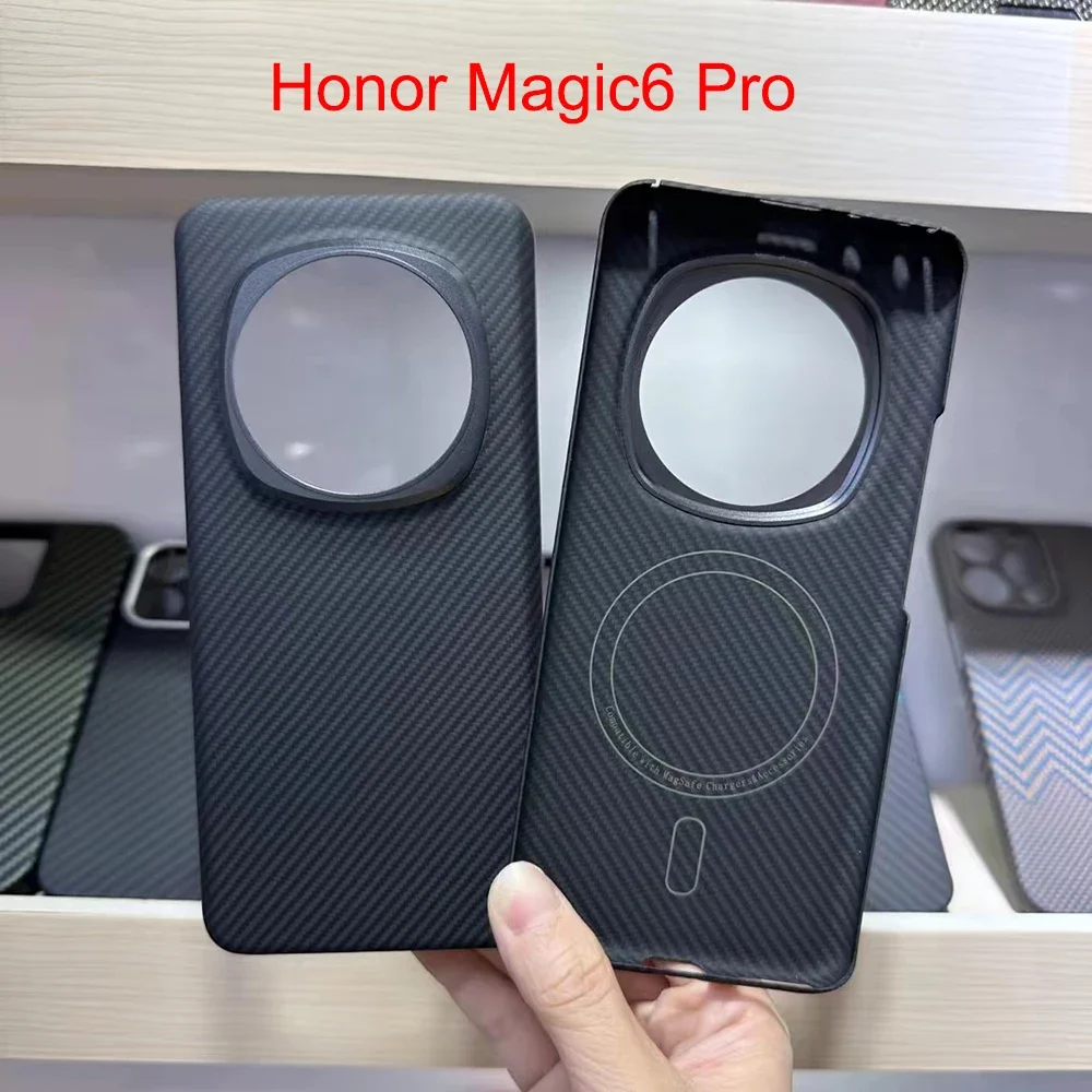 600D Genuine Aramid Carbon Fiber Magsafe Case For Honor Magic 6 Pro Magic6 Pro Ultra Thin Bulletproof Magnetic Wireless Cover