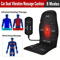 Car Seat Cover 8 Modes Massage Cushion Vibration Massage Cushion Auto Universal Neck & Waist Massage for Home Car Accessories