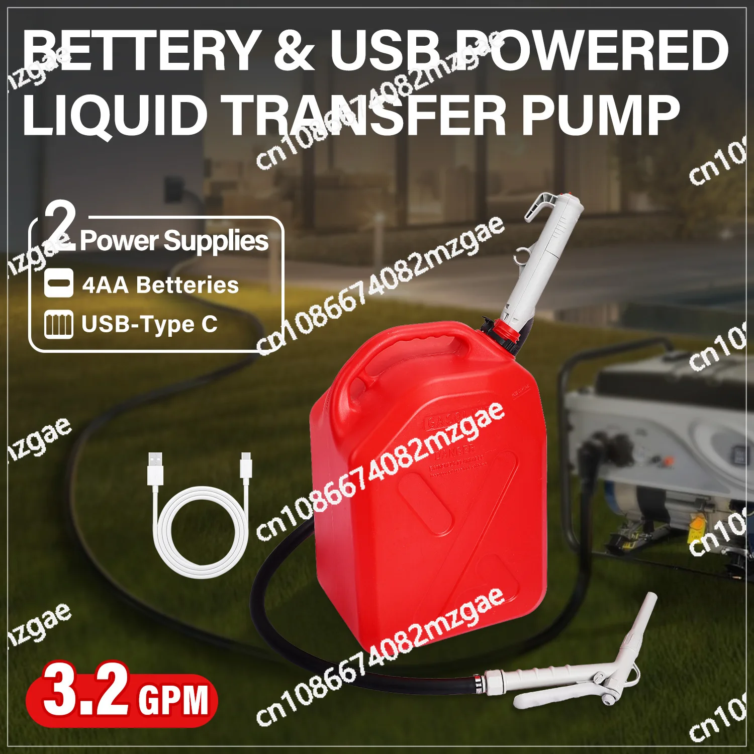 

Straight rod electric oil pump Durable rubber tube Liquid delivery pump Car motorcycle self-driving camping fuel pump