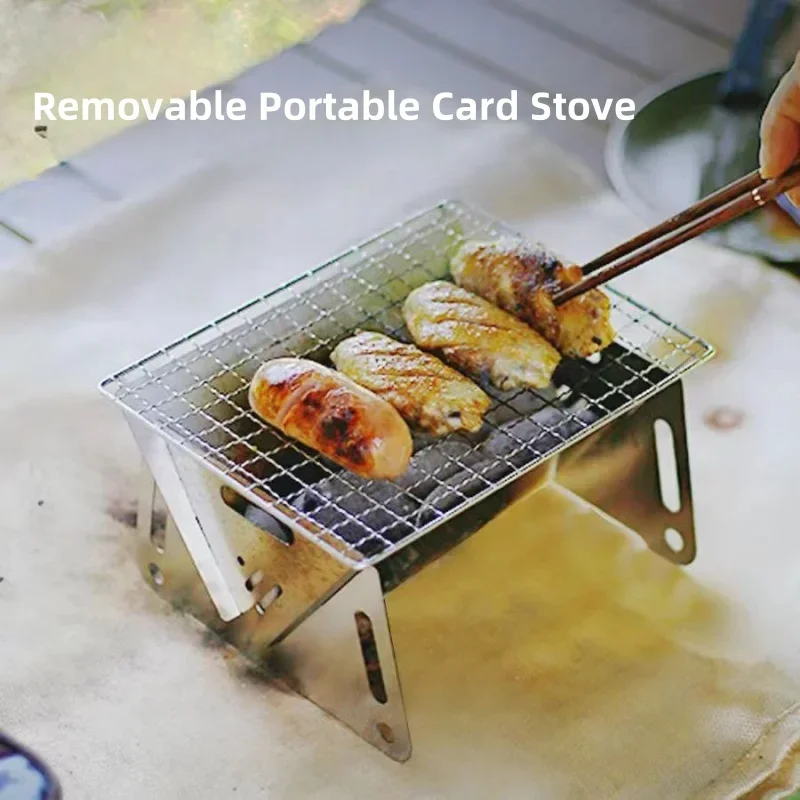 

Portable Folding BBQ BBQ Heating Stove Multifunctional Camping BBQ Grill Mesh Wood Stove Stainless Steel BBQ Grill