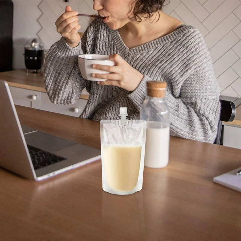 100 szt. 200Ml płynnego torba stojąca szczelna napoju worek do pakowania torebki z dzióbkiem do przechowywania soku z napojów kawa z mlekiem