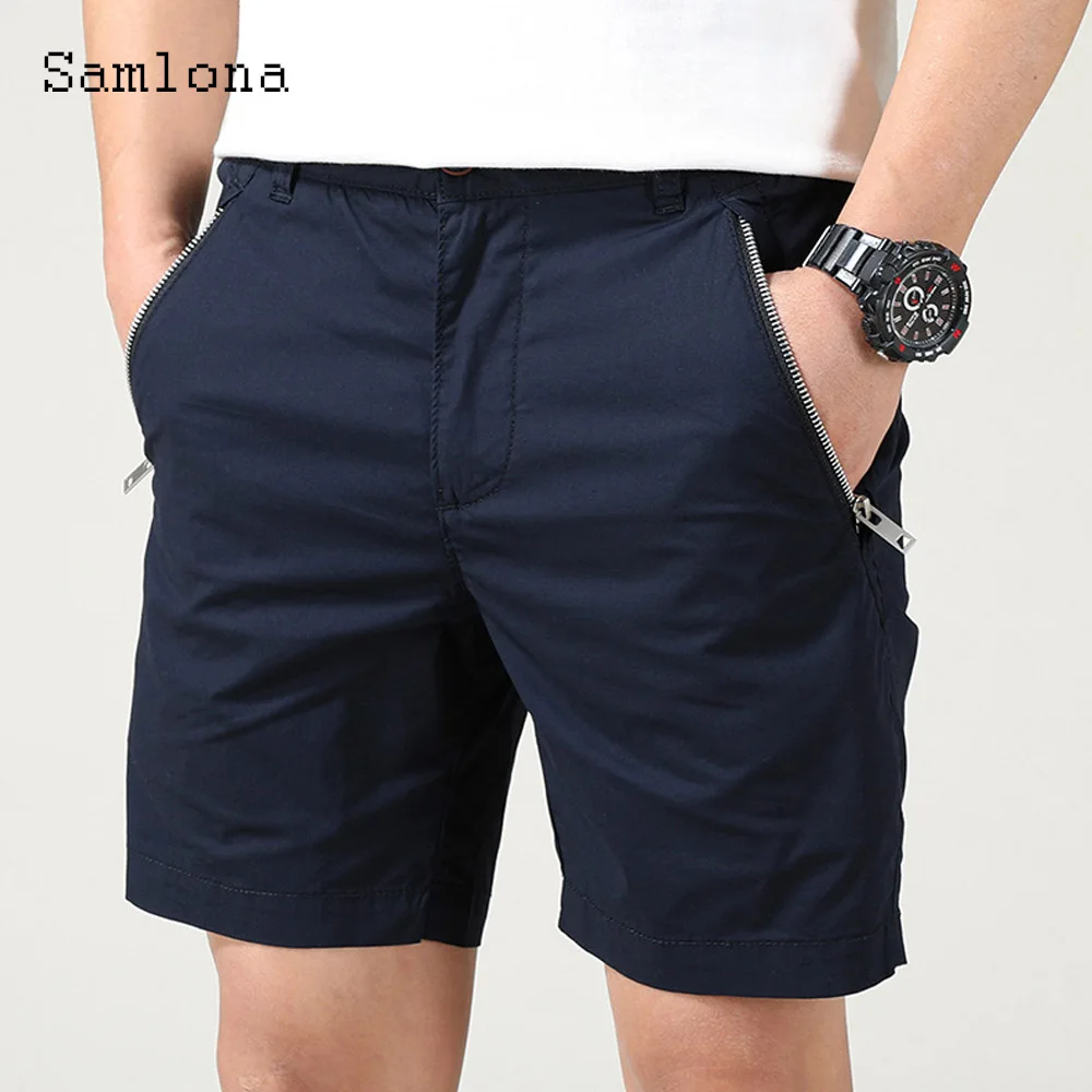 2024 Stylish simplicity Men Fashion Zipper Pockets Shorts Men's Cargo Bottom Royal Blue Casual Classic Simple Beach Shorts New