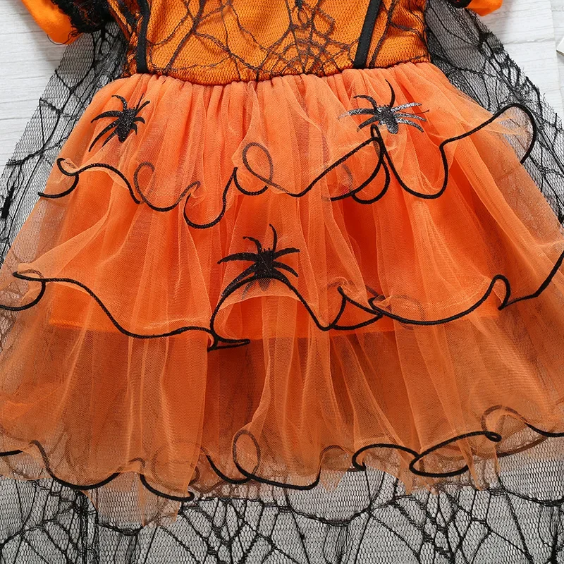 1-6 Jahre Baby Mädchen Spider Mesh Fantasy Kleid Prinzessin Vampir Hexe Halloween Karneval Kinder Bühnen-Cosplay Party Outfit – Detail 9