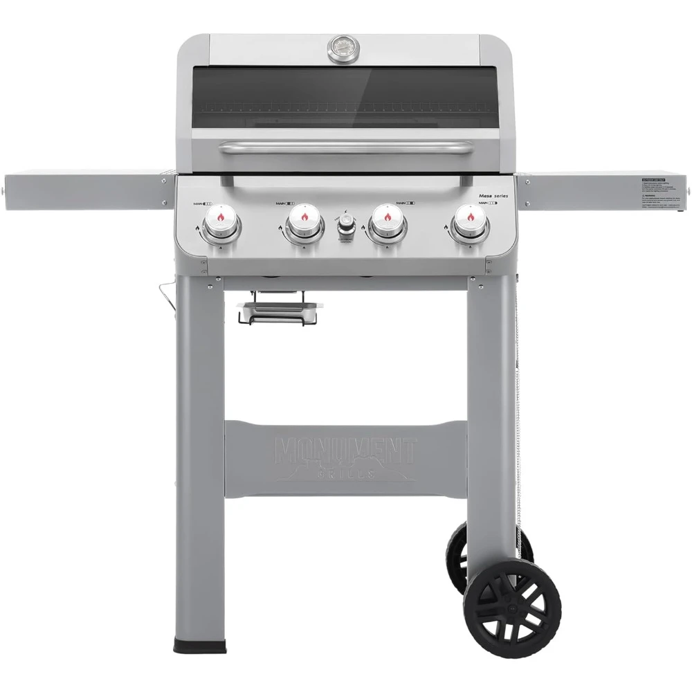 4-Burner Liquid Propane Gas Grill,Stainless Steel Grill Outdoor Patio Garden Barbecue Grill with Lid and One Foldable Shelves