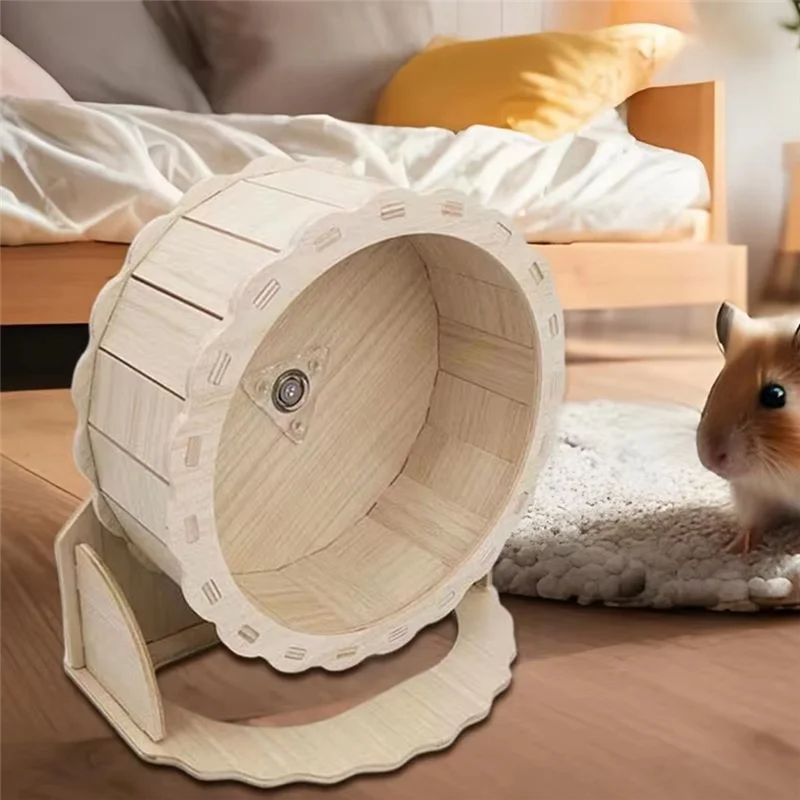 

【Rushed】Wooden Hamster Wheel Hamster Exercise Toys Quiet Running Saucer For Climbing Activities Natural Habitat Simulation
