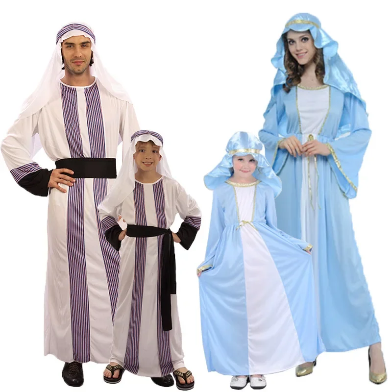 Adult Women's Halloween Costume Arabic Kaftan Cosplay Children's Boys Arabic Eastern Dubai Prince Clothing Fashion