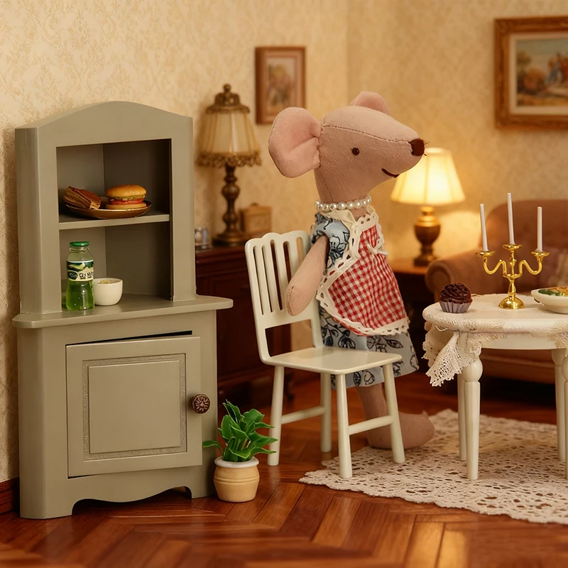 قطعة واحدة من خزانة الزاوية الخشبية المصغرة، تفاصيل واقعية، مثالية لديكور العطلات، مثالية لبيوت الدمى والمشاهد المصغرة #2