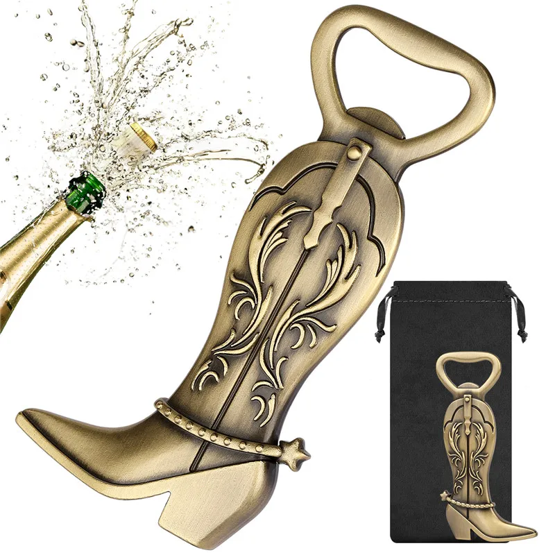 

Unique Style Women's Cowboy Boots Shape Wine Openers Bottle Beer Opener Metal Corkscrew for Kitchen Barware Wedding Gift Set