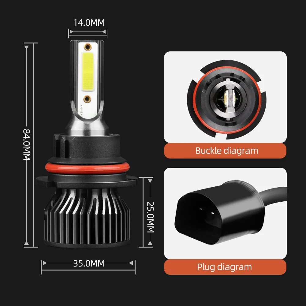 9007 Car LED Headlight Bulbs 120W 6000K Internal Drive HB5 LED Light Bulbs With COB Chips 6000K Headlamps