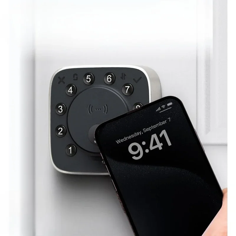 شحن سريع. قفل باب دخول بدون مفتاح للوحة المفاتيح، تطبيق التحكم عن بعد NFC WiFi قفل ذكي مع مستشعر الباب، مدمج في WiFi Deadbolt، ne #1