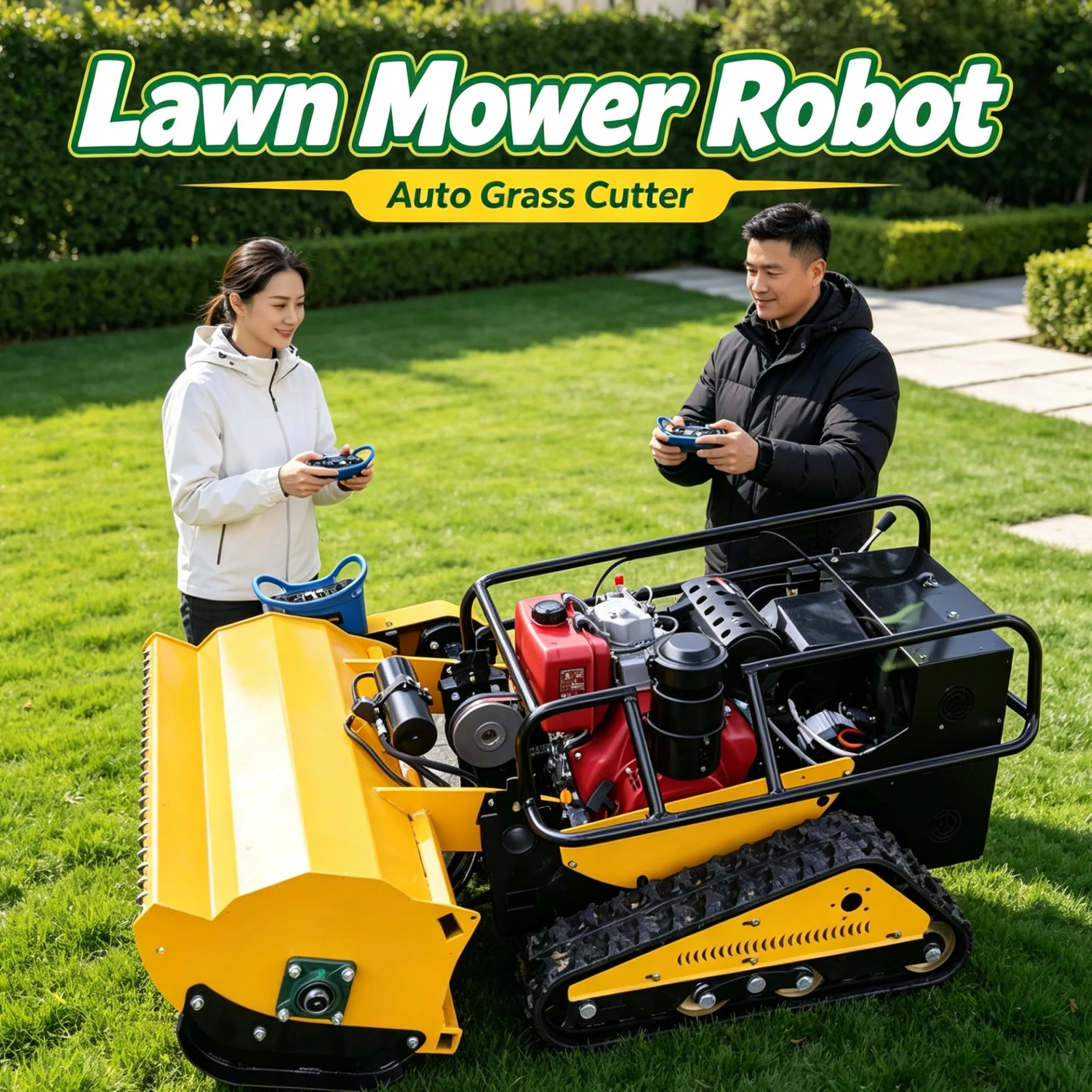 Customized 1000spro zero turn intelligent lawn mower, tracked lawn mower, single‑cylinder engine, expandable rack and swinging