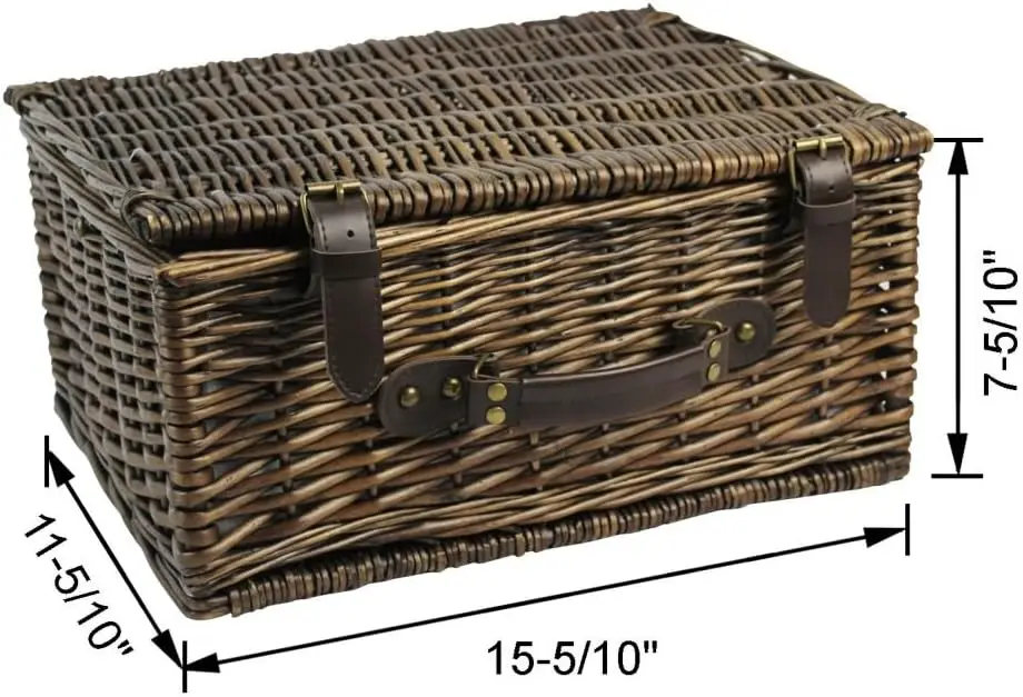 

Wicker Picnic Basket for 2with Waterproof Picnic Blanket,Picnic Set for 2 with Sand-Proof Beach MatWillow Hamper Service Set for