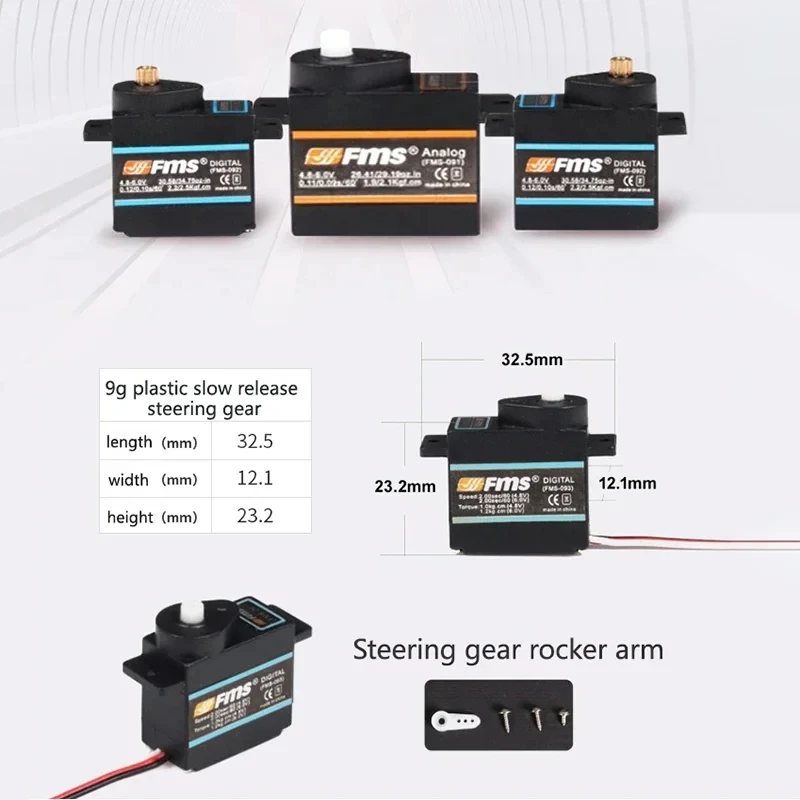 Fms 9g 17g 25g Plastic Metal Digital Servo Analog Rochobby Airplane Accessories 150mm 300mm 460mm Accessory Part