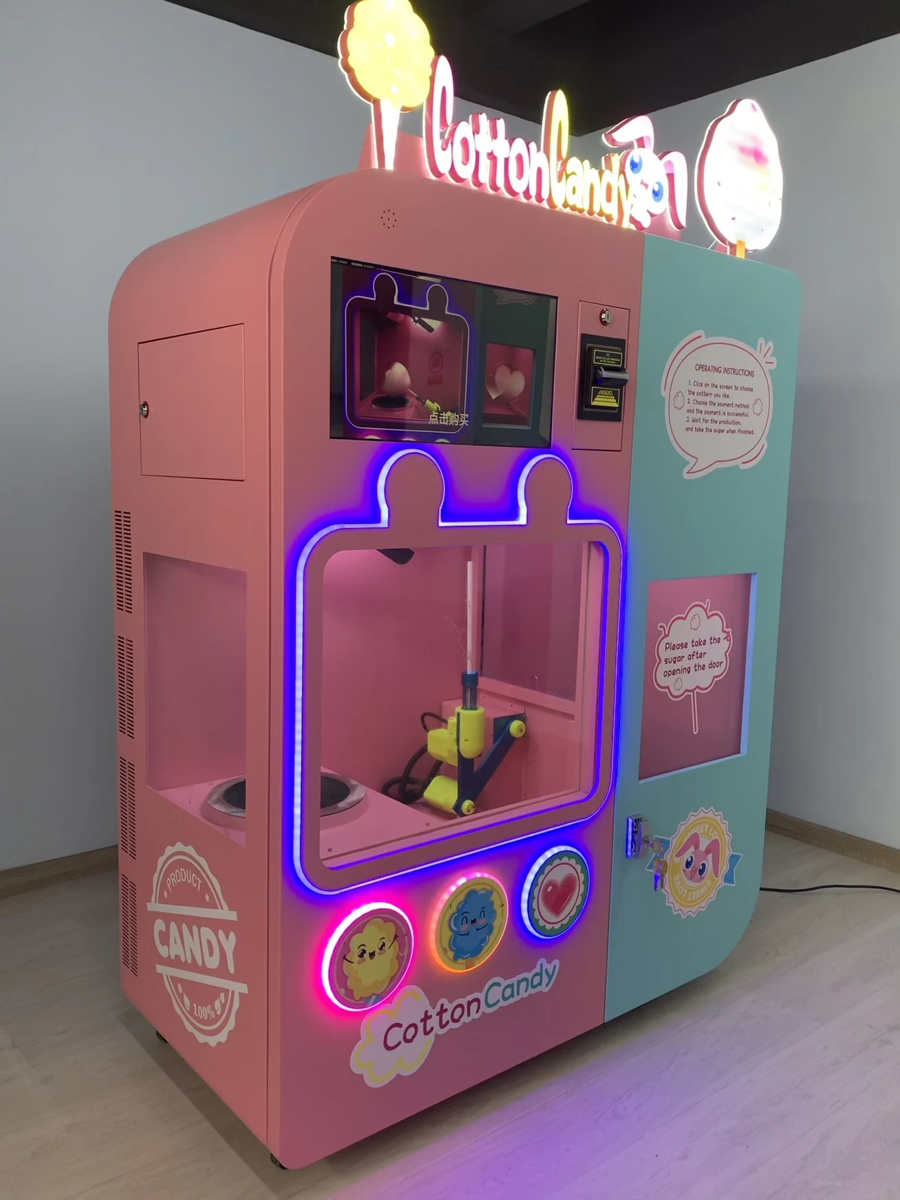 Automatische neue automatische Zuckerwatte-Automaten elektrische Zuckerwatte-Maschine kommerzielle Zuckerwatte-Zuckerwatte-Maschine