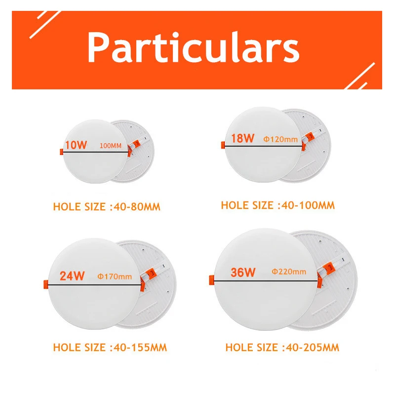 Oświetlenie panelowe LED Ultra cienki okrągły/kwadratowy 10W aluminiowy sufitowy reflektor wpuszczany AC85-265V otwarty otwór regulowana lampa