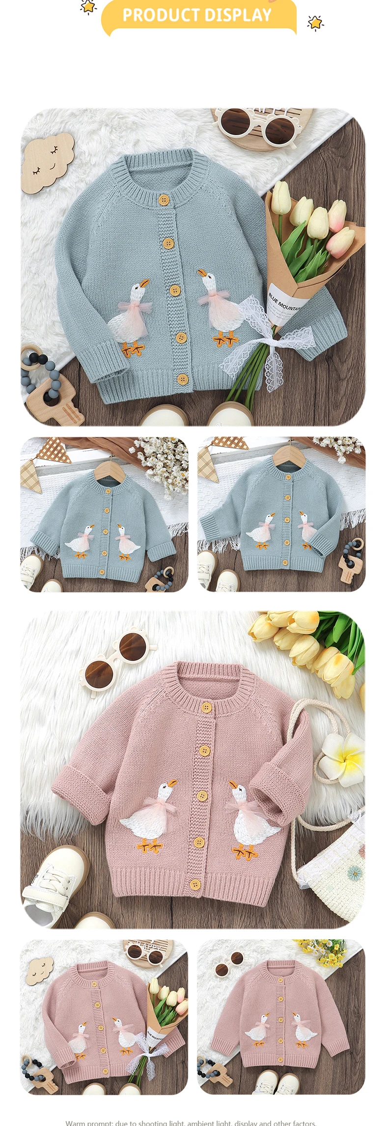 Baby-Pullover Strickjacke für Kleinkinder Jungen Mädchen Modische Niedliche Cartoon-Gans Neugeborene Kinderkleidung Langarm Herbst Oberteile Oberbekleidung – Detail 4