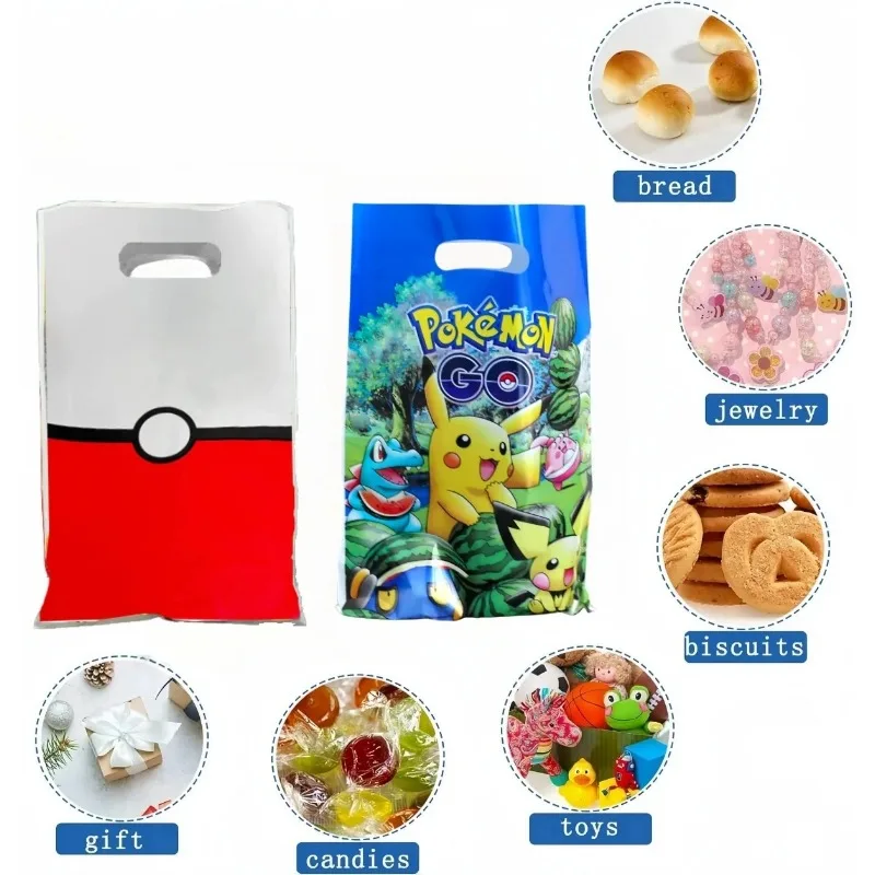 Pokémon Pikachu Gift Bag, Decoração de Festa de Aniversário, Pacote Biscuit Goody, Candy Bag, Baby Shower, Kids Gifts, Party Supplies