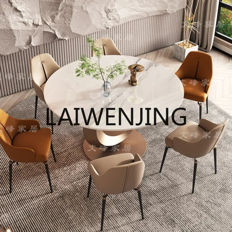 

Light Luxury Stone Plate Retractable Folding Rotating Dining Table Variable round Table and Chair Combination Household